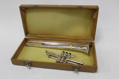Lot 2358 - Unusual silvered post-horn with interchangeable valved section