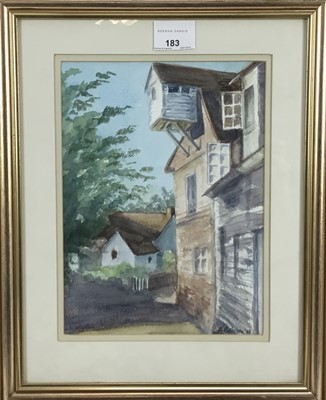 Lot 183 - Anne Paterson, three watercolours, together with two others - watercolour - Summer Morning Early, Flatford Mill, signed and dated '01, 19cm x 26cm, in glazed frame;  watercolour - The Red Lion Rust...