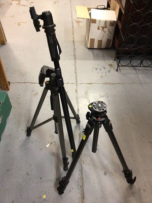 Lot 562 - A Manfrotto 190CXPRO3 camera tripod and Manfrotto 684B single leg camera stand plus Vivanco camera tripod