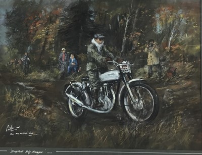 Lot 184 - Eight pictures various artists- J.Castle, pastel - Bagshot Bangers, signed, dedicated 'For Roy Berry' and dated 1997, 47cm x 35cm, in glazed frame together with a watercolour by the same artist - A...