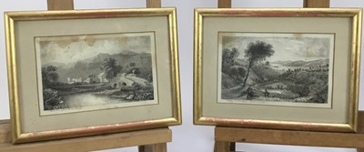 Lot 181 - English School, 19th century, pair of very fine pen and ink landscapes, one indistinctly signed and both titled - Keswick from Greta Bridge, Valley of Troutbeck, Westmorland, 10 x 15cm, gilt glazed...