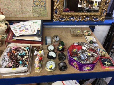 Lot 211 - Sundry items, including stamp albums, costume jewellery, Bunnykins, amperes, lighters and compacts