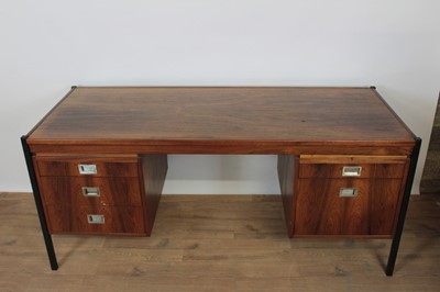 Lot 1421 - Scandinavian rosewood pedestal desk