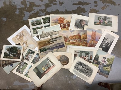 Lot 227 - Box of watercolour pictures and football shirt related items