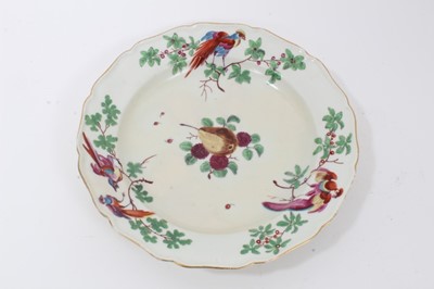 Lot 38 - A Worcester plate, painted in the London atelier of James Giles with birds and fruits, circa 1770