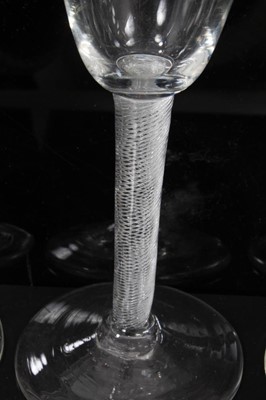 Lot 193 - Three large wine glasses, each with air twist stem, circa 1760