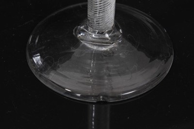 Lot 193 - Three large wine glasses, each with air twist stem, circa 1760