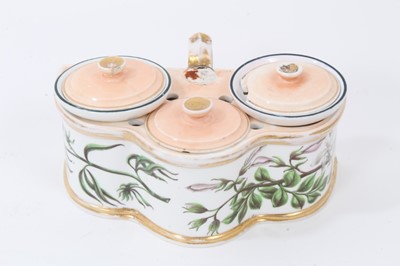 Lot 69 - An unusual Minton botanical inkstand, circa 1810