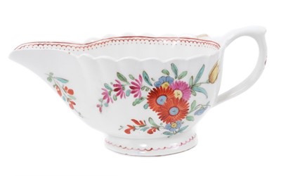Lot 364 - A Bow polychrome sauce boat, circa 1765