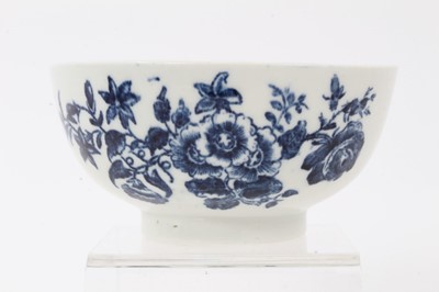 Lot 119 - A Lowestoft round bowl, printed in blue with the Three Flowers pattern, circa 1780