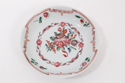 Lot 602 - A Badderley-Littler saucer, painted in Chinese famille rose style, circa 1780-85