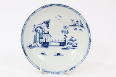 Lot 116 - Lowestoft blue and white tea bowl and saucer, circa 1780