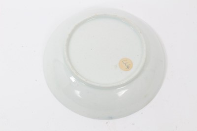 Lot 116 - Lowestoft blue and white tea bowl and saucer, circa 1780