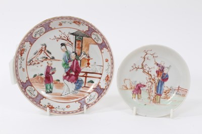 Lot 603 - A Chinese famille rose saucer dish and a saucer, Qianlong
