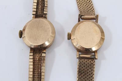Lot 736 - Two Ladies Longines 9ct gold wristwatches on gold bracelets