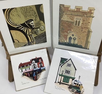 Lot 216 - Penny Berry Paterson (1941-2021) colour linocut print, St Peter's Fragment, signed inscribed and numbered 3/5, image 30 x 22cm, together with three others by the same hand. (4)