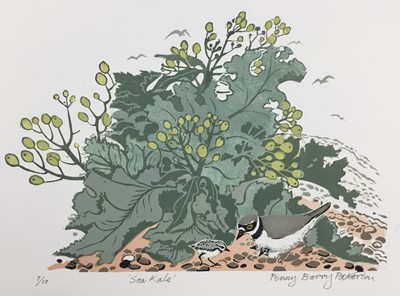 Lot 141 - Penny Berry Paterson (1941-2021) colour linocut, Sea Kale, signed, inscribed and numbered 7/10, image 19 x 28cm, together with two others by the same hand