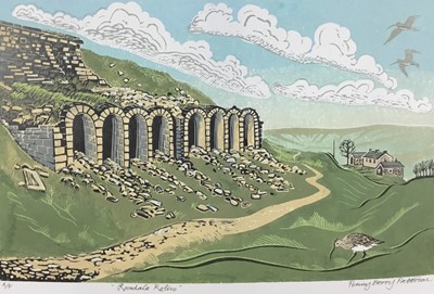 Lot 132 - Penny Berry Paterson (1941-2021) colour linocut, Rosedale Relics, signed inscribed and numbered A/P, image 27 x 40cm
