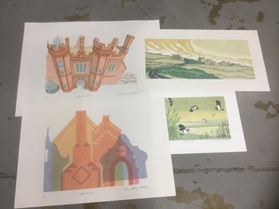 Lot 170 - Penny Berry Paterson (1941-2021) colour linocut, Sky Dance. signed, inscribed and numbered 18 x 24 image 18 x 26cm, together with three further prints by the same hand