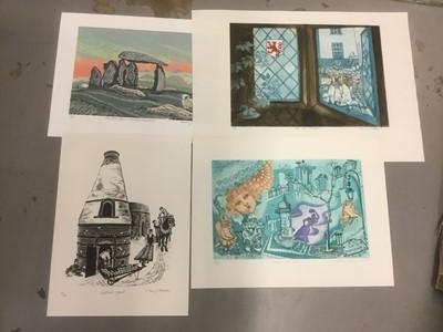 Lot 167 - Penny Berry Paterson (1941-2021) colour etching, Souvenir de Paris, signed, inscribed and numbered 8/50, image 22 x 33cm, together with another three further prints by the same hand