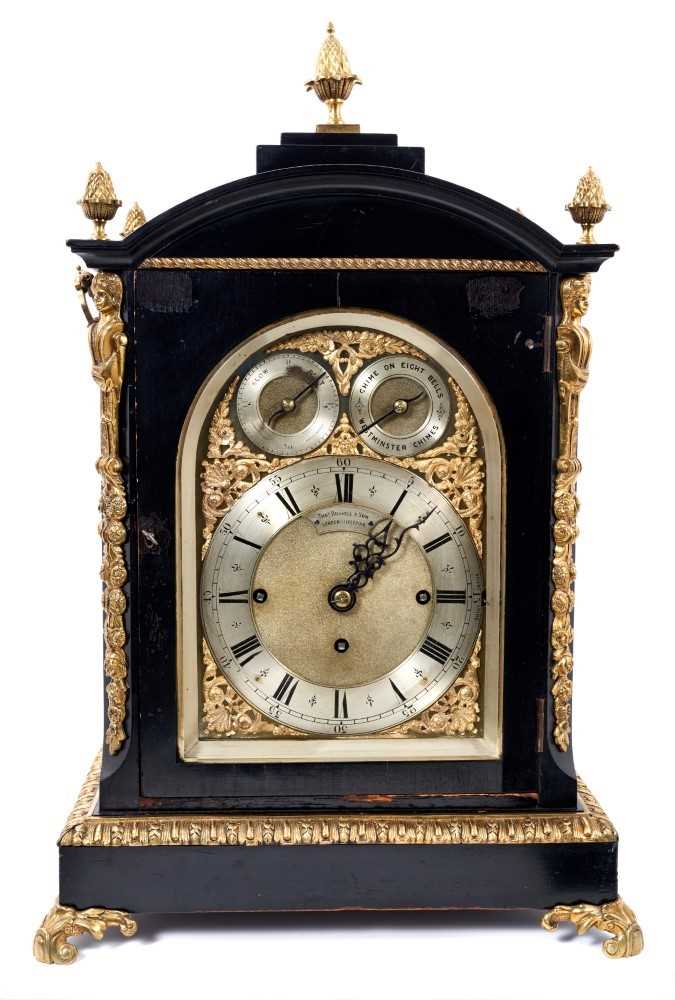 Lot 964 - Late 19th century bracket clock retailed by Thomas Russell & Son of 
Liverpool & London with Westminster chiming fusee movement striking 
on 8 bells
