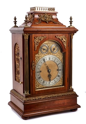 Lot 965 - Large late 19th century bracket clock with 8 day fusee Westminster chiming 
movement ...