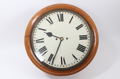 Lot 966 - Victorian wall dial with 13” circular painted dial in circular golden oak case