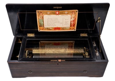 Lot 882 - Late 19th century Swiss musical box playing 8 aires, in rosewood inlaid case