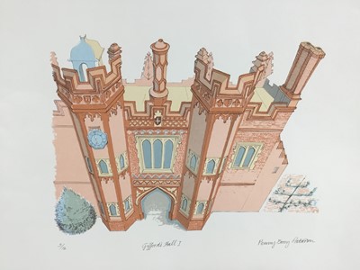 Lot 77 - Penny Berry Paterson (1941-2021) four unframed colour linocut prints- Gifford's Hall I, signed and numbered 3/12, John Eley in the Afternoon (BBC Radio Suffolk), signed and numbered 4/20, St. Mary'...