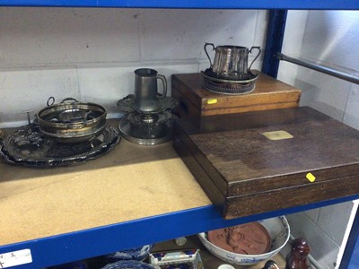 Lot 39 - Large quantity of flatware in two oak canteens, and other silver plated wares