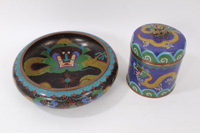 Lot 831 - Large Chinese cloisonné bowl and lidded vessel