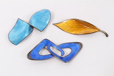 Lot 2 - Three Norwegian silver and enamel brooches