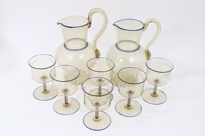 Lot 242 - Set of Continental glass to include a pair of jugs and six glasses
