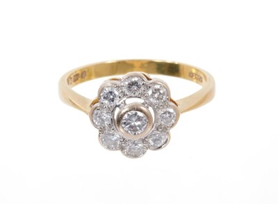 Lot 675 - Diamond cluster ring with nine brilliant cut diamonds