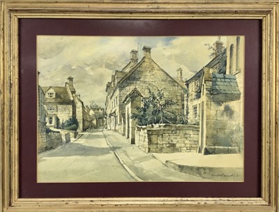 Lot 35 - Donald H Edwards watercolour - Cotswolds scene, possibly Cirencester