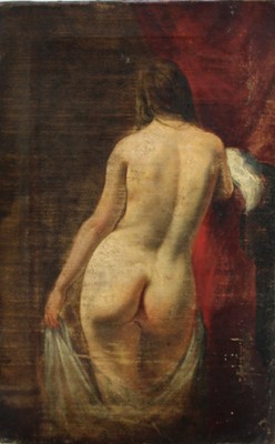 Lot 1050 - Attributed to William Etty (1787 - 1849) oil on canvas- nude female bather,  
unframed. 54 x 35cm.