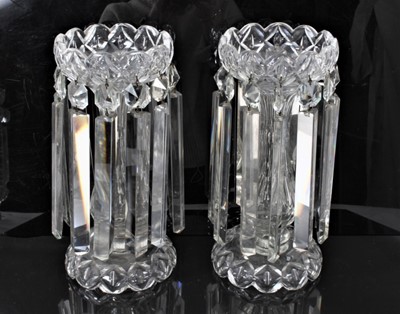 Lot 258 - Two pairs of clear glass lustres