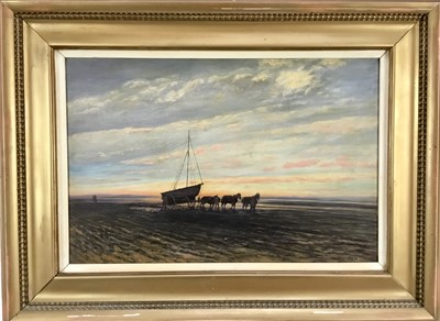 Lot 75 - Late 19th / early 20th century oil on canvas signed with initials - Towing the ship