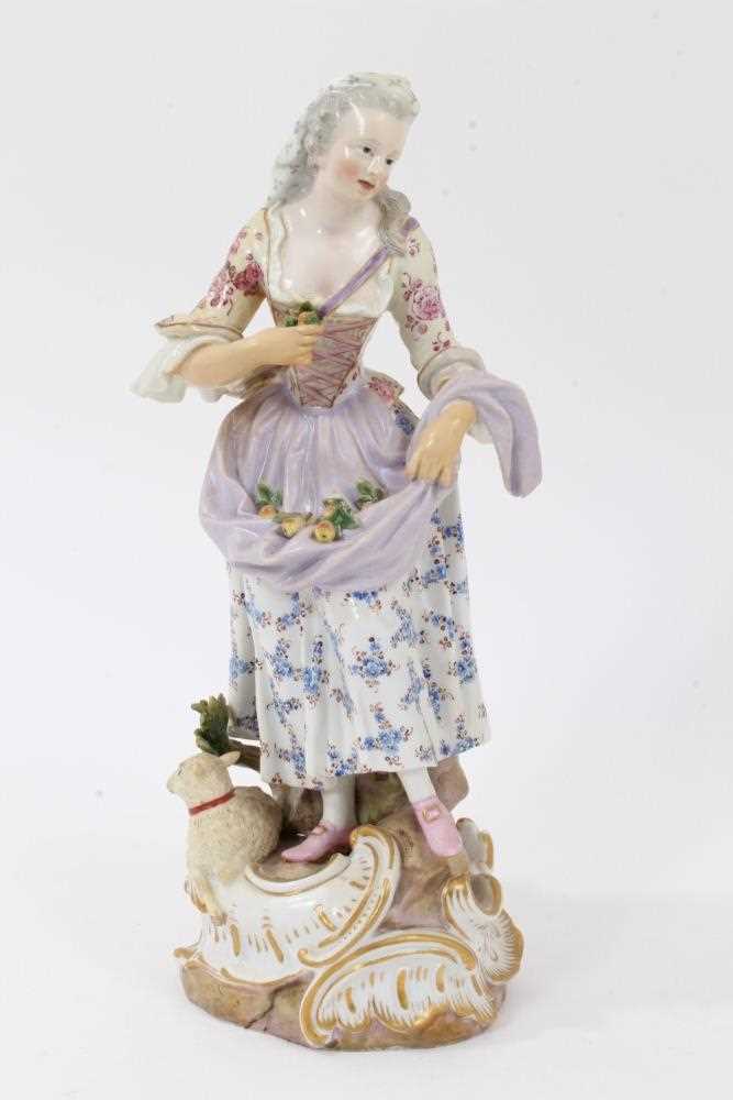 Lot 145 - 19th century Meissen figure of a woman and sheep