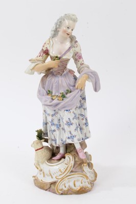 Lot 145 - 19th century Meissen figure of a woman and sheep