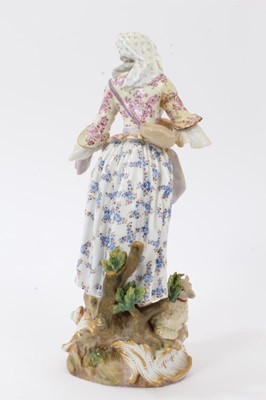 Lot 145 - 19th century Meissen figure of a woman and sheep