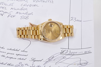 Lot 722 - Rolex gold Oyster Perpetual Day-Date gentlemen's wristwatch