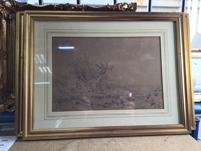 Lot 218 - Three various framed 19th century pencil sketches
