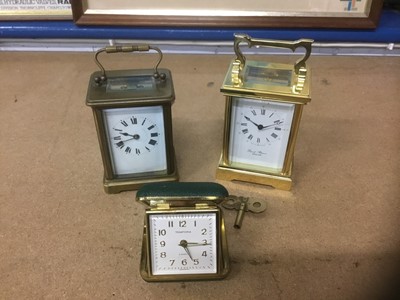 Lot 199 - Two brass carriage clocks and travelling clock
