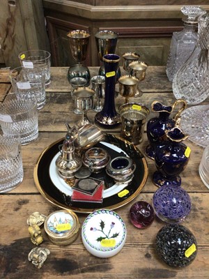 Lot 25 - Miscellaneous group of items to include silver plated wares, glass paperweights, Limoges and other ornaments