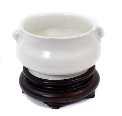 Lot 227 - Chinese blanc de chine censer, probably Kangxi