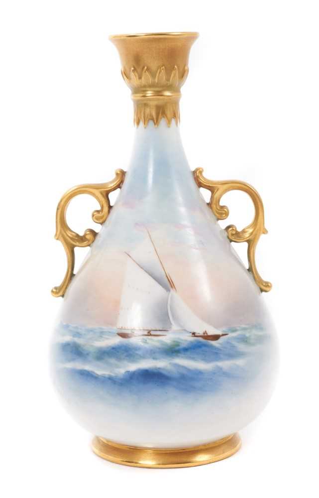 Lot 137 - Royal Worcester vase hand decorated by R Rushton