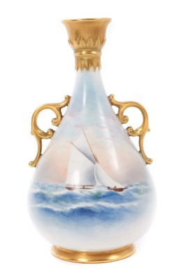 Lot 137 - Royal Worcester vase hand decorated by R Rushton