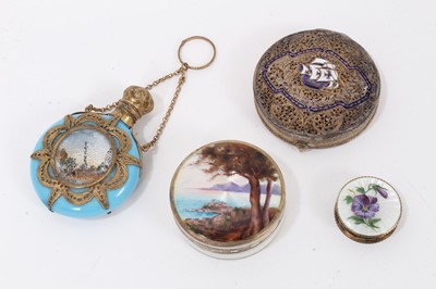 Lot 799 - Continental enamel filigree box, three further boxes