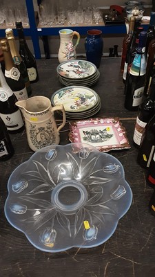 Lot 152 - Queen Victoria golden jubilee commemorative jug, together with a Sunderland lustre wall plaque.
